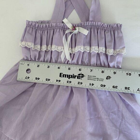 Vintage Evy Of California Dress Toddler Girls 4T Pastel Purple Lace Trim Easter - Picture 7 of 8